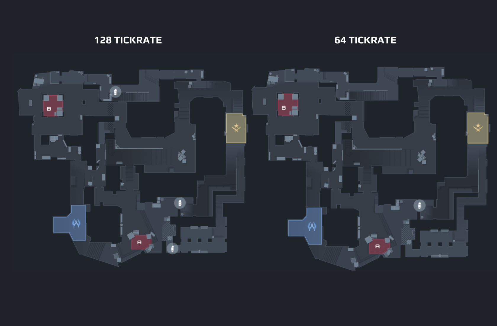 Learn grenade lineups for both tickrates